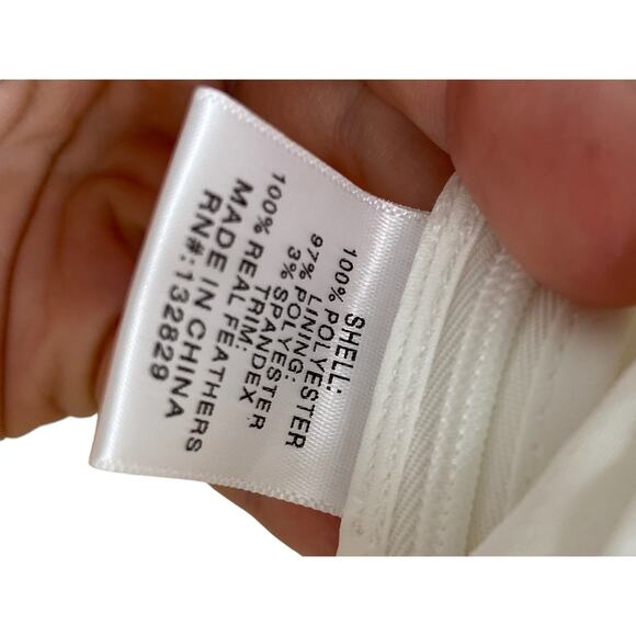 Lovers & Friends Moira Feather Trim Jumpsuit Strapless Wide Leg Satin White Sz M - Picture 12 of 12